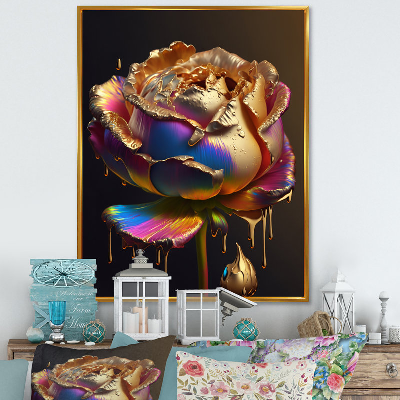 «Larra Rainbow Peony», impression sur toile, H 20 po x l 12 po x P 1 po, Cadre flottant doré