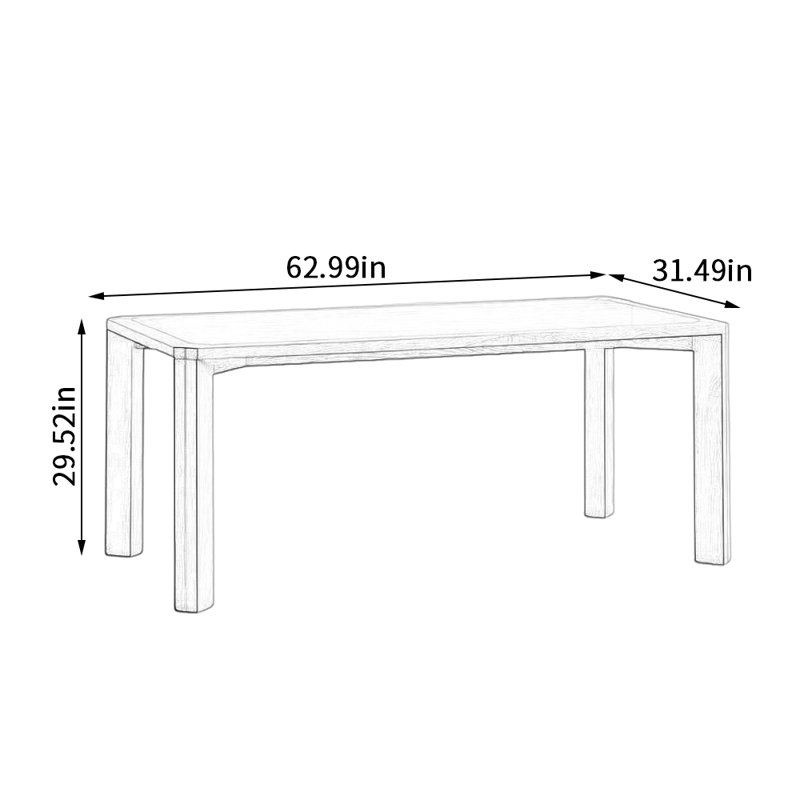 Table de salle à manger Simple Rock, H 29,52 po x L 62,99 po x l 31,49 po