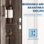 Meuble à vin d'angle U9 avec éclairage DEL, haut meuble de rangement pour bouteilles, structure et étagères en tuyaux de fer, gris-659108730
