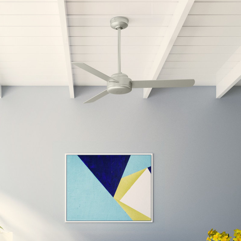 Presto 52" Modern Minimalist 3 - Blade Indoor Ceiling Fan with Wall Control, Nickel