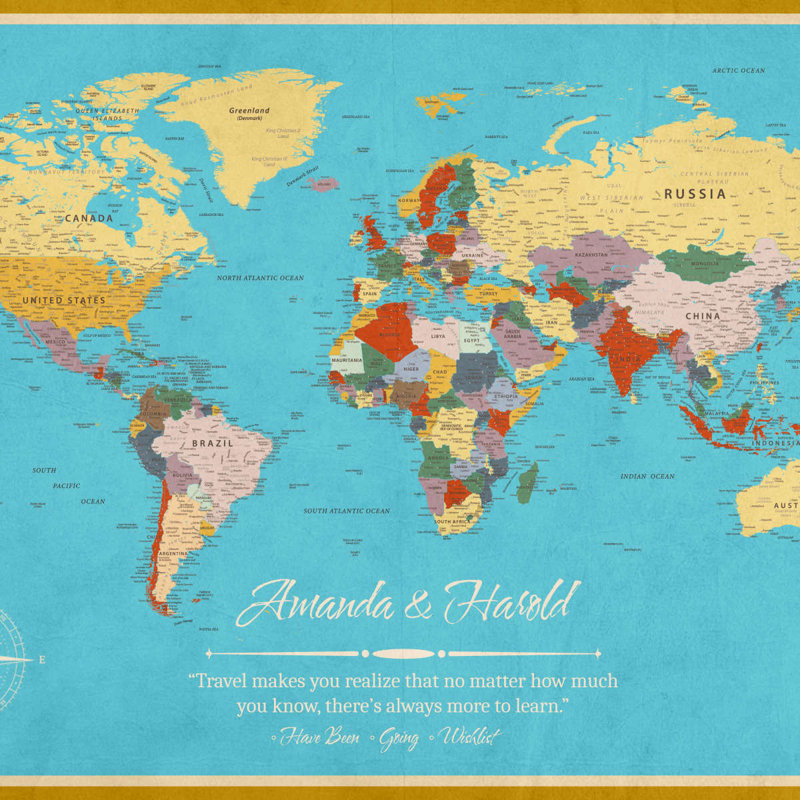 Carte du monde personnalisée «Apprendre, je pousse», H 16 po x l 24 po, Oui