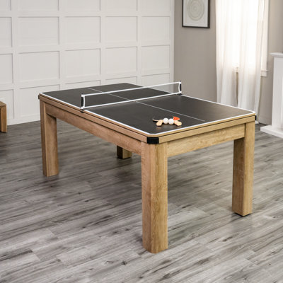 American Legend 7' Hampton 3-in-1 Combination Table Includes Billiards, Table Tennis, and Dining Table with Dual Storage Bench Seating