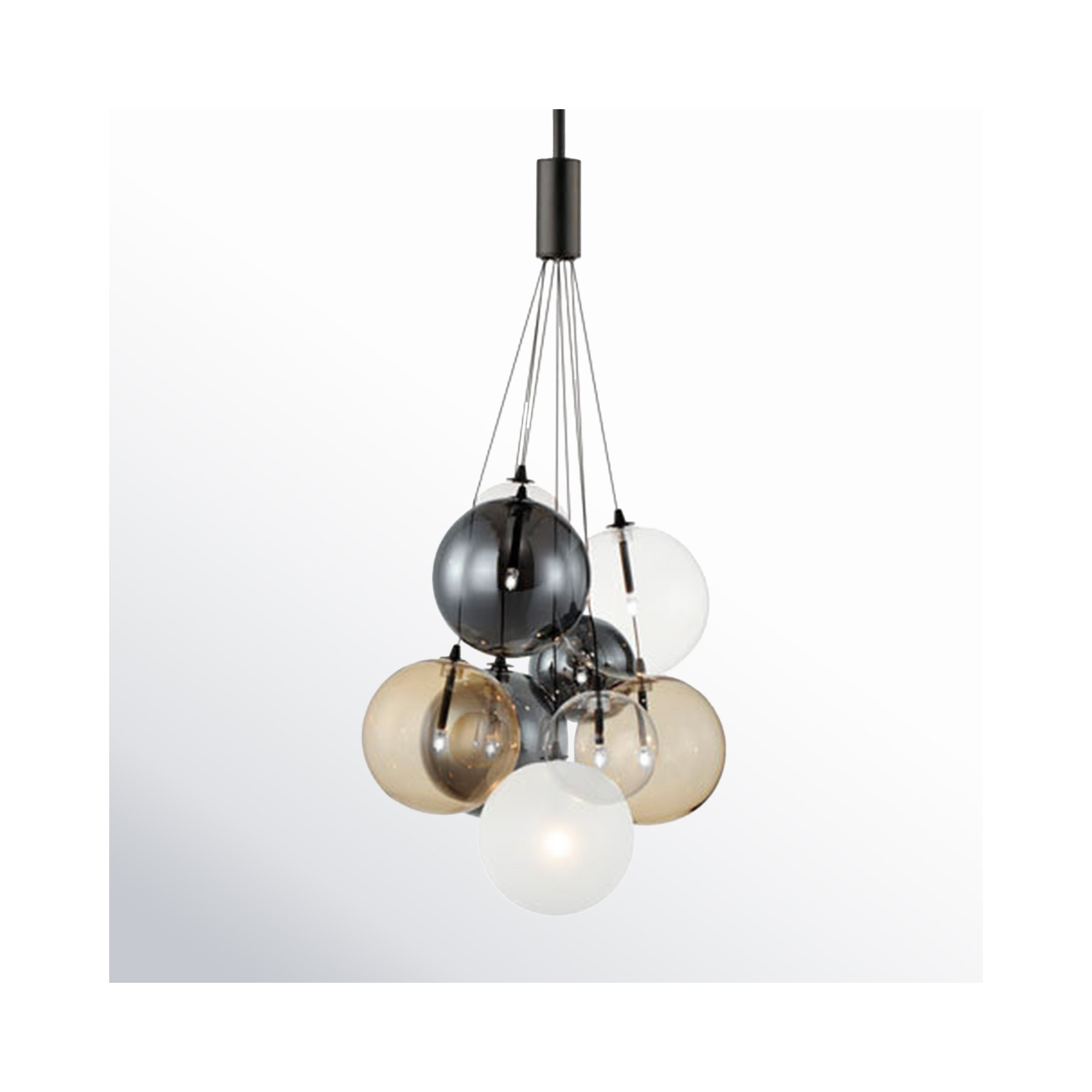 Celica 9 Light Glass Dimmable Pendant, Black