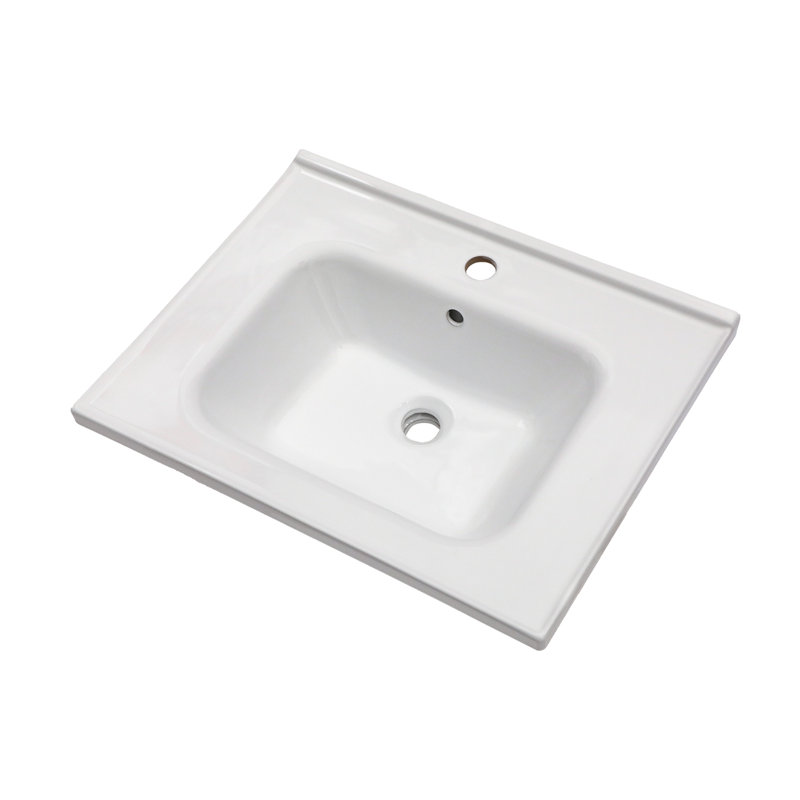 23.63" X 18.63" White Rectangular Single Vanity Top With 1 Faucet Hole And Overflow(Sink Only)