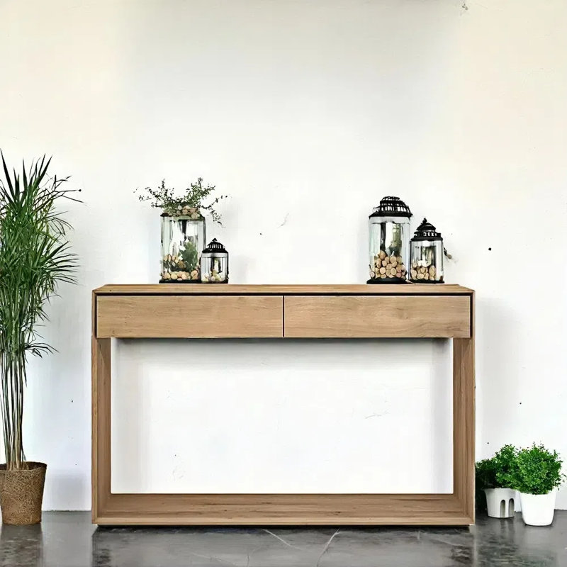 Console en chêne blanc, H 33,5 po x l 63 po x P 15,7 po