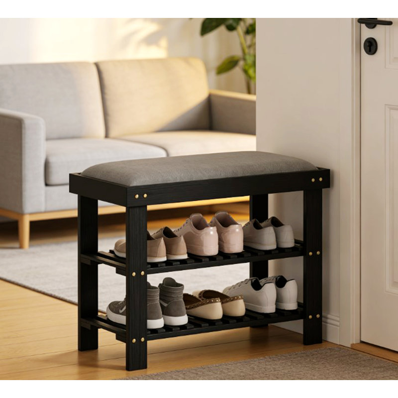 Petit banc, banc de rangement pour chaussures, banc d'entrée à 3 niveaux, 19.3" H x 23.6" W x 11.4" D