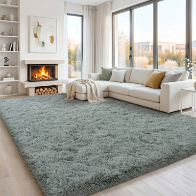 Solid Rug Soft Fluffy Light Gray Indoor Area Rug for Living Room Bedroom Nursery Kids Room