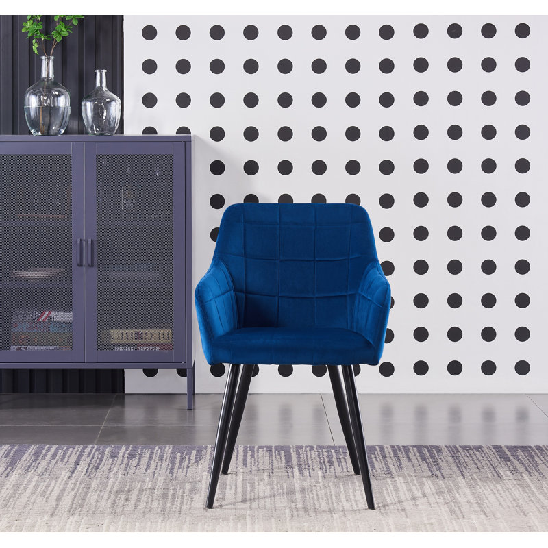 Yerres 4 Person Dining set - a Rectangular Wooden Dining Table with Metal Legs and a Set of 4 Quilted Velvet Dining Chairs for Dining Room - Modern Dining Table Set