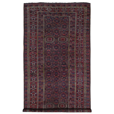 One-of-a-Kind 10'4" x 21' 1910s Rectangle Wool Area Rug in Blue and Red