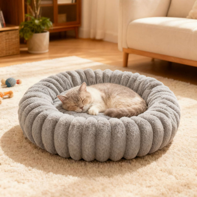 Faux Fur Pet Bed, 80cm W x 80cm D, Grey