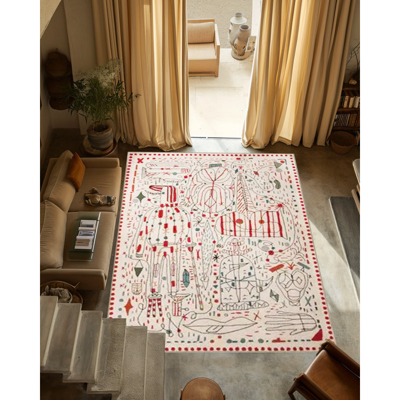 Multicolor Abstract Figure Pattern Modern Decorative Rug, Runner 3'3.37" x 6'6.74"