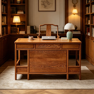 Nouveau bureau en bois massif de style chinois unique
