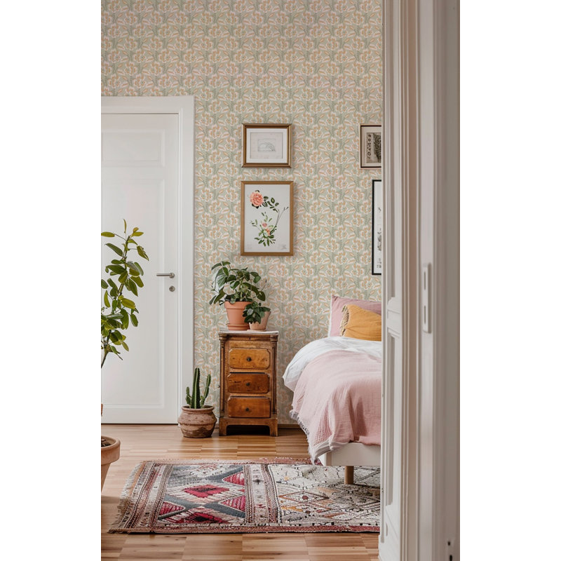 Thorn & Blossom - Sunlit Apricot Floral Wallpaper