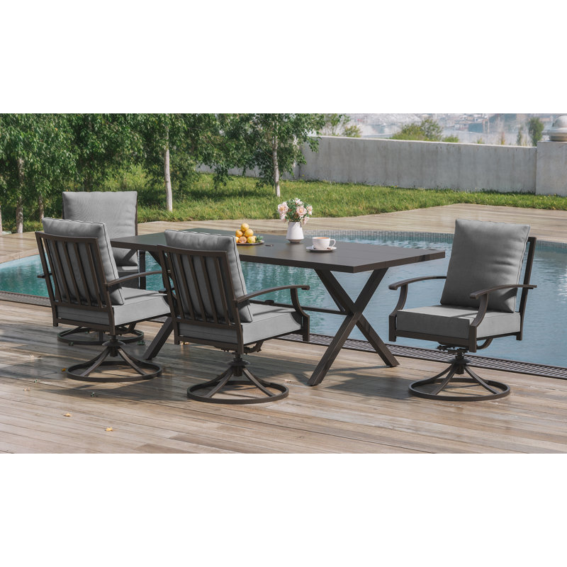 Ensemble de 4 chaises de patio pour l'extérieur, Gris