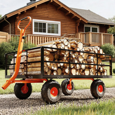 1200 LBS Heavy-Duty Steel Utility Wagon Cart with 13-Inch All-Terrain Tires and Removable Sides