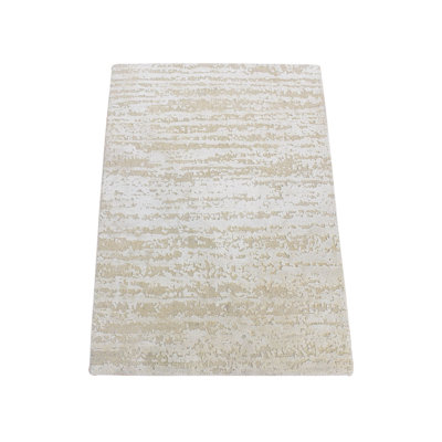 2 po x 3 po ivoire, conception moderne, soie pure avec de la laine texturée, noué à la main, tapis oriental mat CE5BF5A3530E4A52A9D06B79A9110E1F