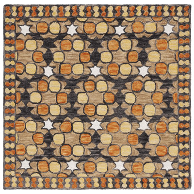 Vahakn Hand Tufted Wool/Cotton Southwestern Rug in Light Yellow/Orange/Black