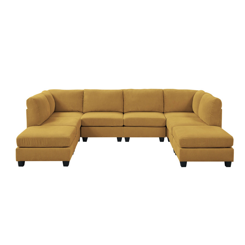 Corduroy Sectional Reversible, Ginger