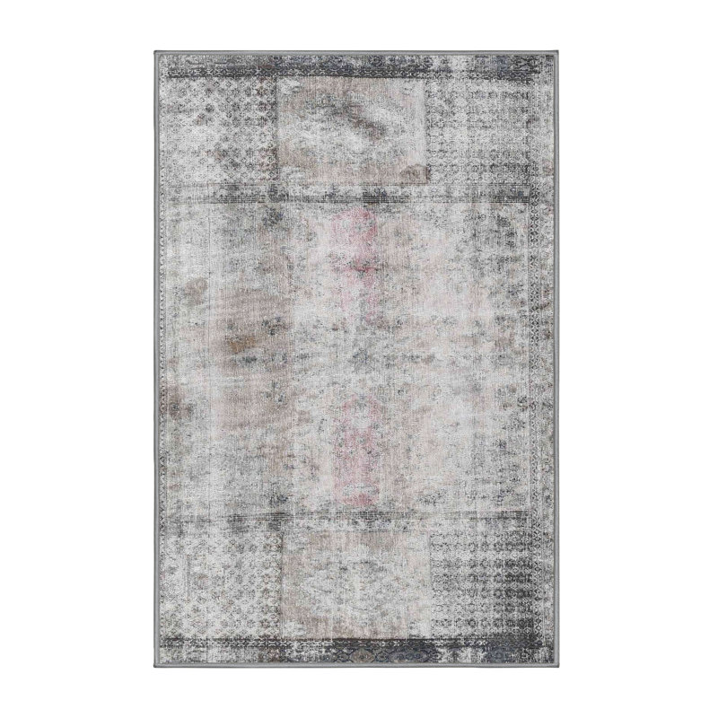 Tapis gris/beige traditionnel Longlier, Rectangle 5 pi x 7 pi
