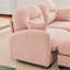 3 canapé modulaire rose avec courbe ergonomique, pour les espaces de lecture compacts en tissu de chenille en U, 2 coussins décoratifs, différentes combinaisons de pièces