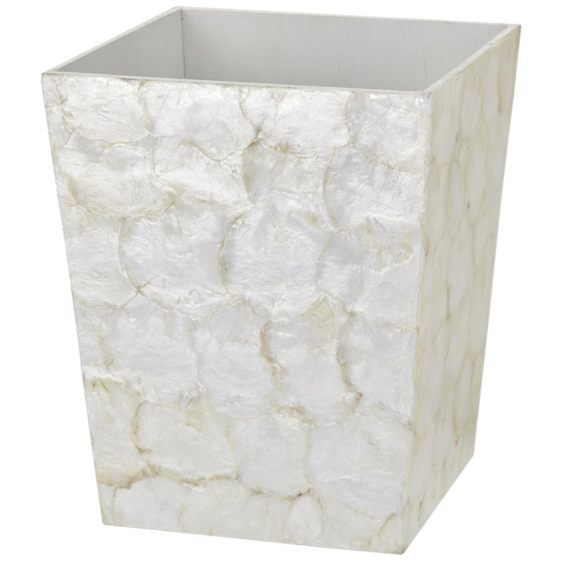 Capiz Waste Basket 3 Gallon, Ivory