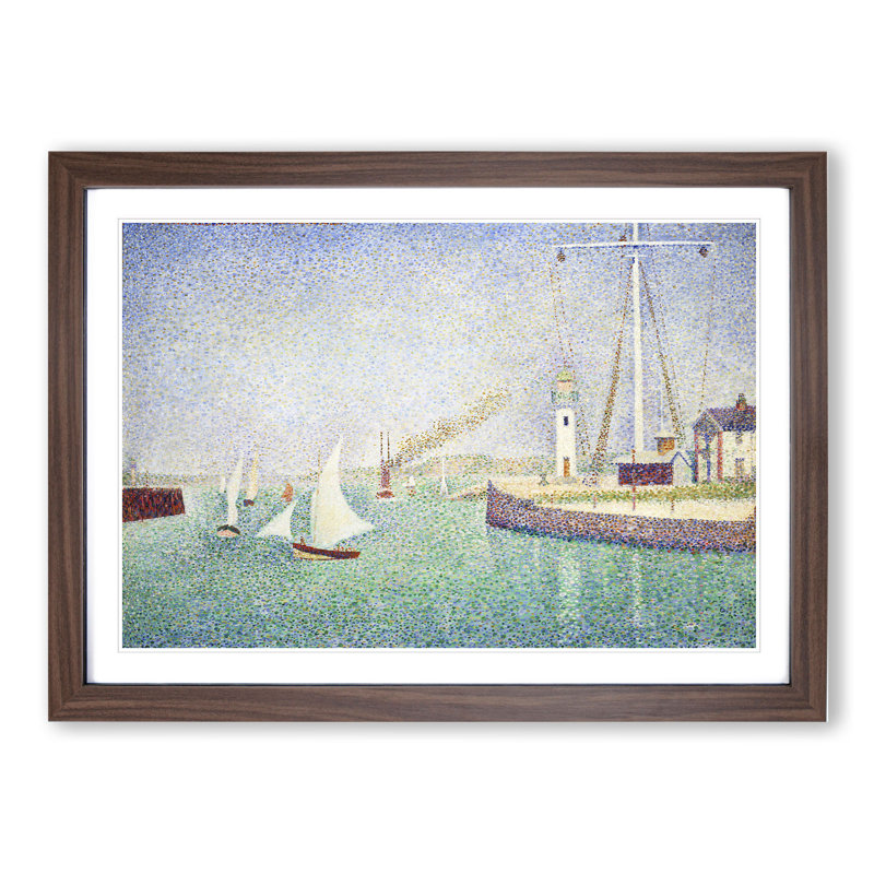 Entrance of the Port of Honfleur by Georges Seurat - Picture Frame Painting, 48cm H x 65cm W x 2cm D, Walnut Framed