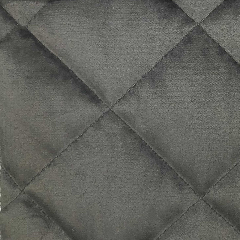 King Size Gray Velvet Diamond Quilted Quilt Set