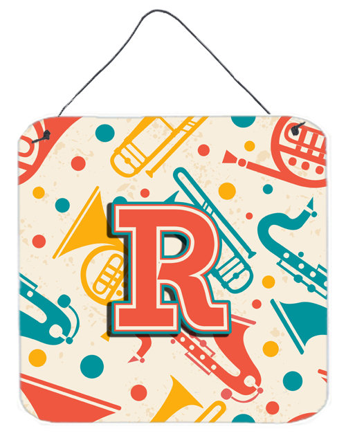 « rétro musical instruments » initial par denny knight, impression sur plaque, R