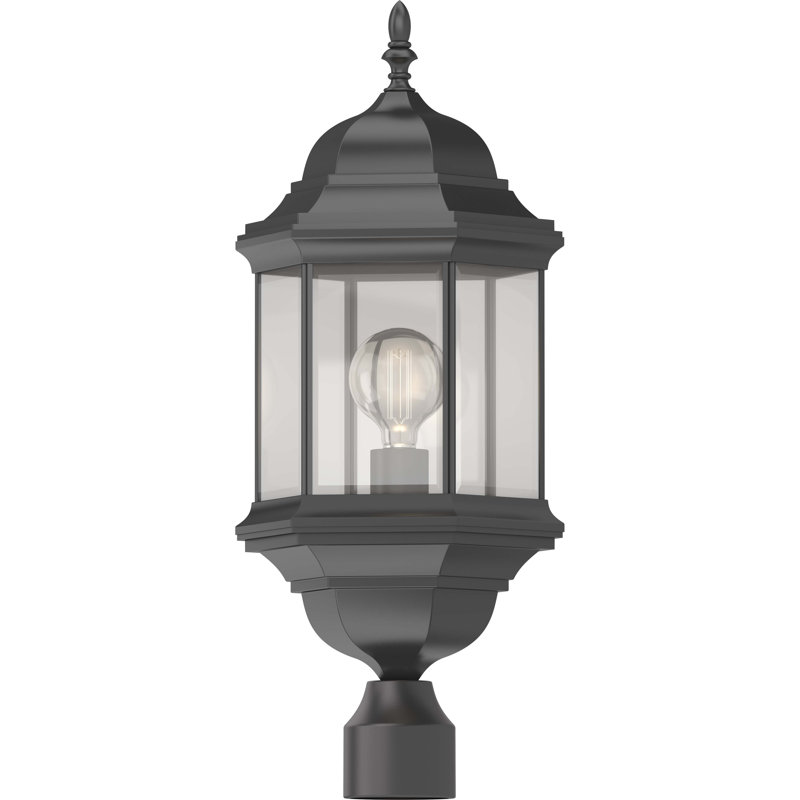 Parisian 1-Light Outdoor Black Lantern Head Post Mount with Clear Beveled Glass