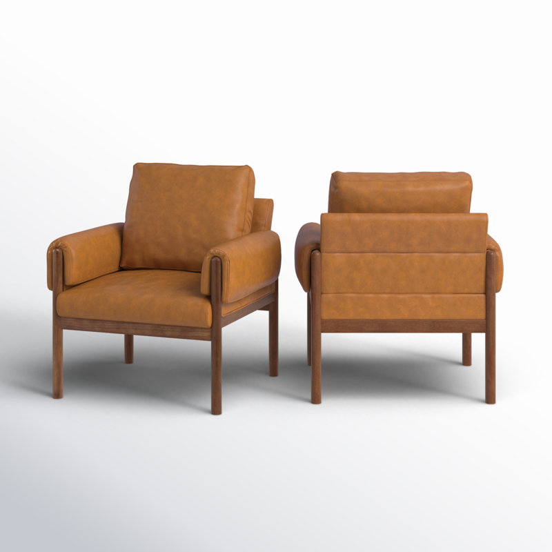 Allessa Faux Leather Armchair, Camel Vegan Leather