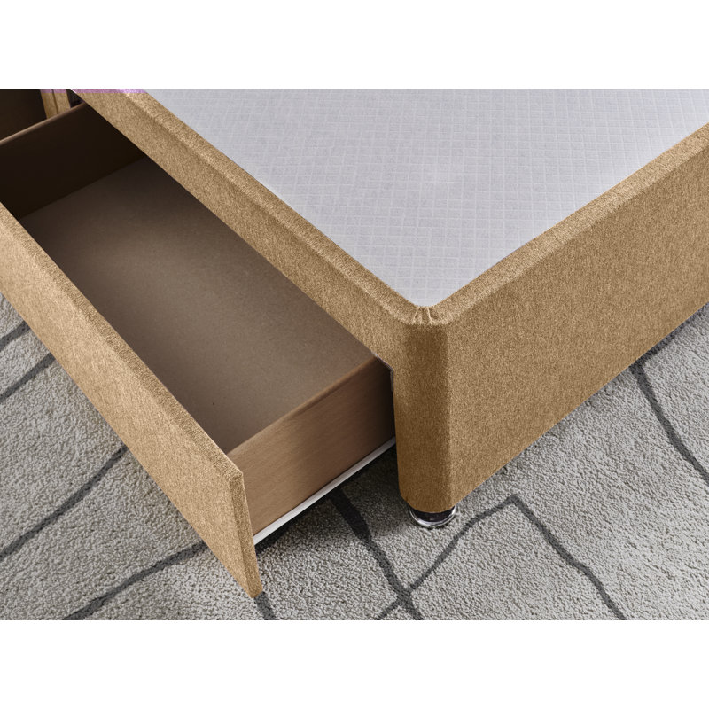 Wool Divan Bed Base, Double (4'6), Latte, No Drawers