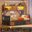 Lit de jour avec bibliothèque haute et 6 tiroirs de rangement, L 76,4 po x l 39 po x H 60,6 po-788009091-788009090