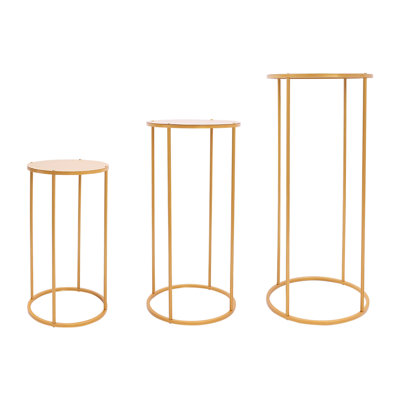 3 pièces de supports de fleurs de mariage cylindriques en acier
