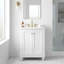 Meuble-lavabo moderne autoportant 24 po blanc avec lavabo en céramique, rangement ajustable, tablette réglable-130920196