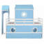 Lit mezzanine double avec glissade et amp; Tour - Bleu Rose (robuste et peu encombrant)-444709739-444709741