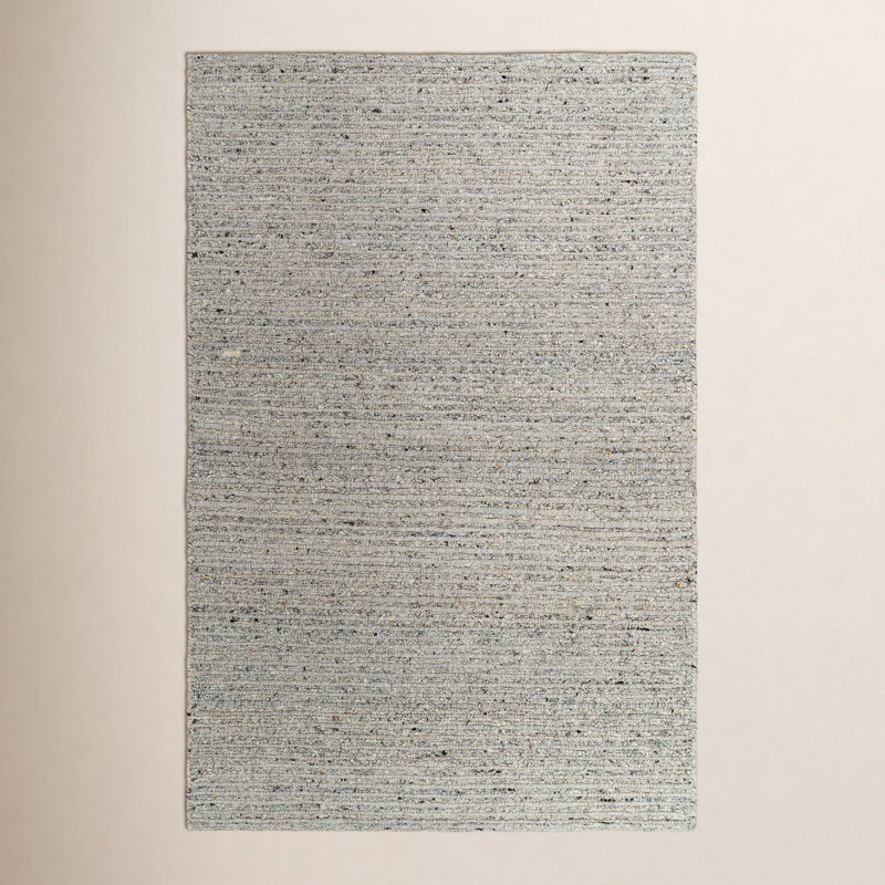 Tapis gris en laine tissé à plat Joly, Rectangle de 10 pi x 14 pi, Gris