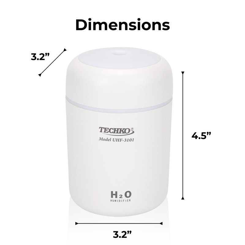 Techko 350 ml Cool Mist Ultrasonic Tabletop Humidifier w/ Colorful LED Night Light
