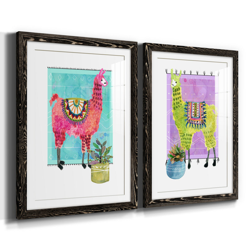 «Lovely Llama III», ensemble de 2 reproductions d'art, H 37,5 po x l 55 po x P 1,5 po, H 31,5 po x l 47 po x P 1,5 po, Blanc