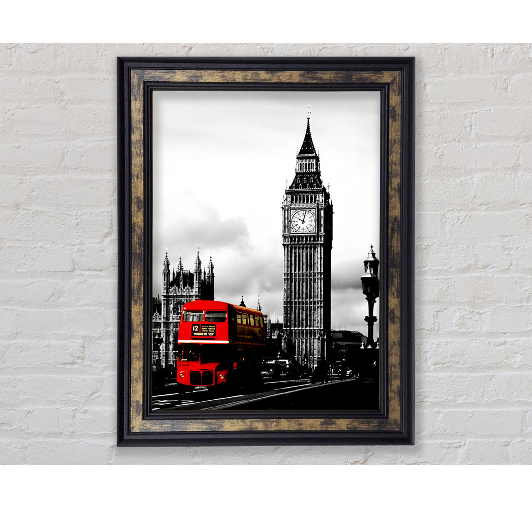 London Big Ben Roter Bus B N W - Druck