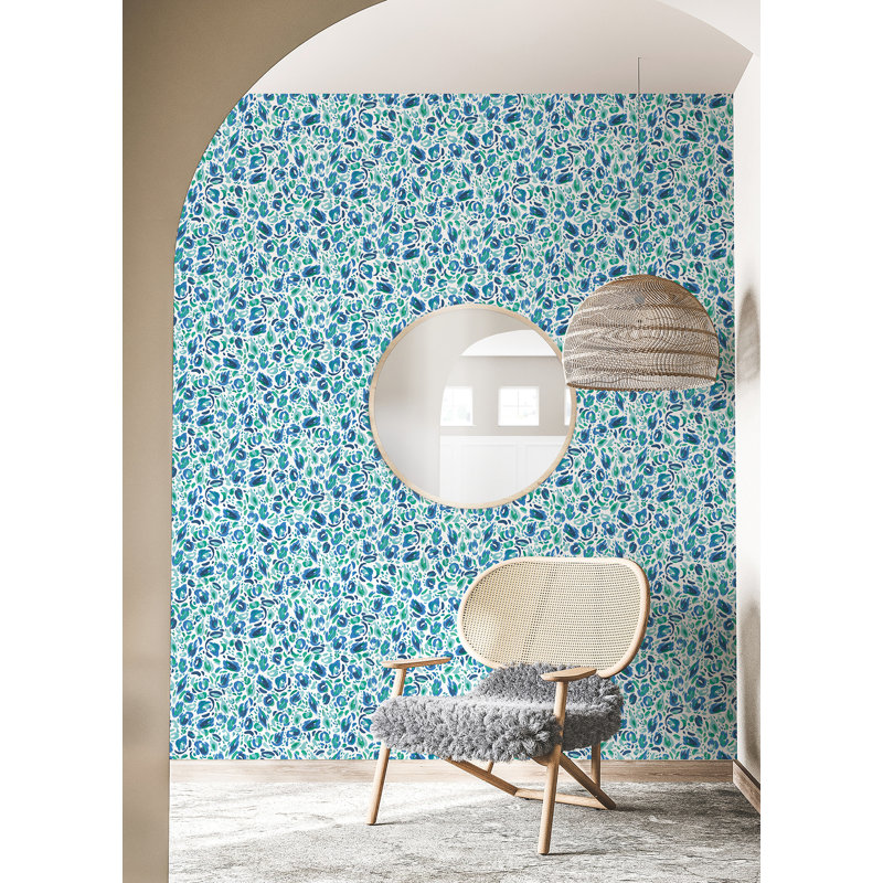 Papier peint adhésif EttaVee, Bleu / vert