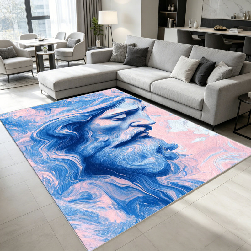 Blue Pink Marble   area rugs for Living Room, Soft and Comfortable, Suitable for all seasons, easy to maintain, machine washable Indoor floor mat, Under Table Farmhouse suitable for Bedroom, Dining Room, Study,  Balcony, Home Decor Patio