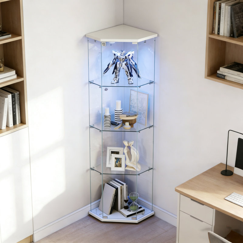Armoires en porcelaine élégantes, verre trempé et bois d'ingénierie, style moderne pour le salon et le bureau