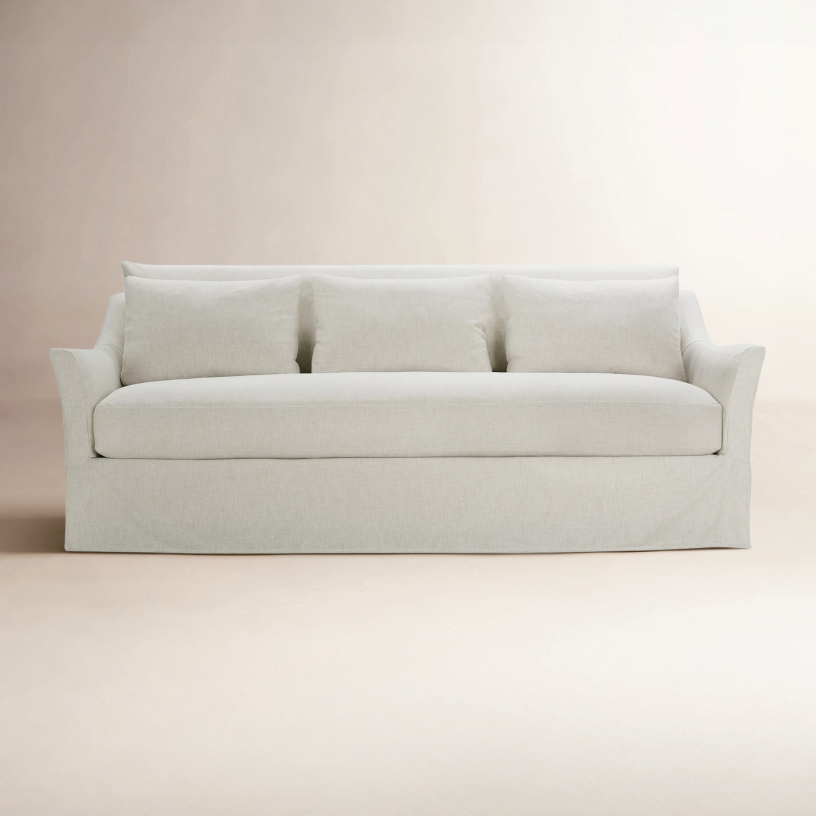 Stavro Linen Sofa, Ivory, 35"H x 85"W x 41"D