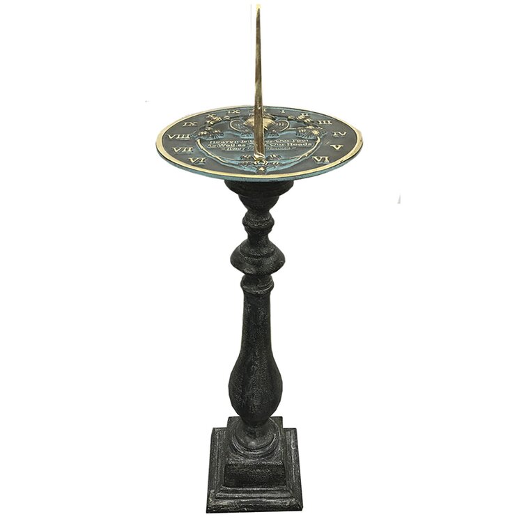 Alcott Hill® Navasota Sundial Verdigris Solid Brass Garden Clock