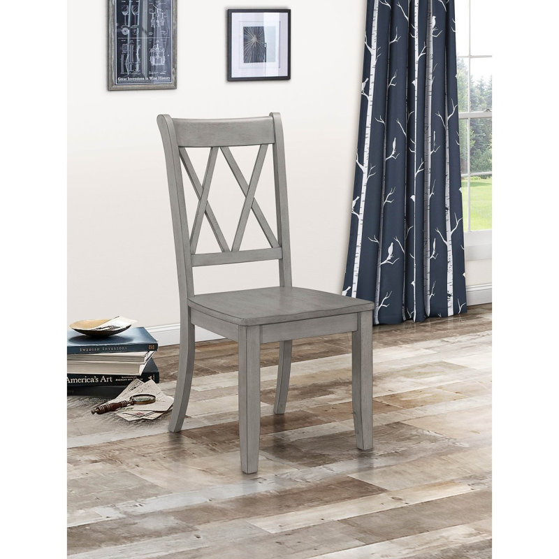 Ensemble de 2 chaises d'appoint de style décontracté à finition grise à dossier en X