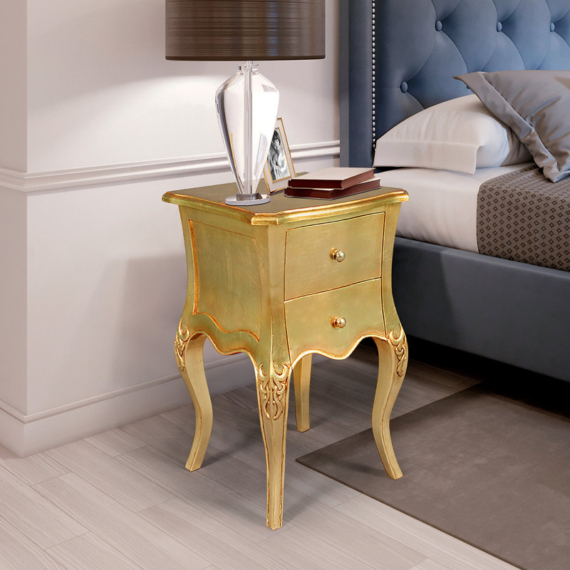 Hayworth Gilded Solid Wood Nightstand