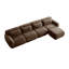 Canapé modulaire en L brun chocolat, canapé de salon moelleux en tissu moelleux avec repose-pieds, aucun assemblage requis-1431682198