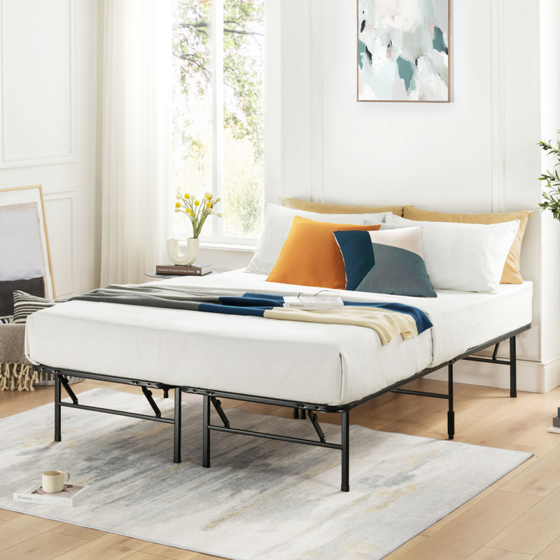 Lianna Metal Smartbase Folding Platform Bed Frame, Twin