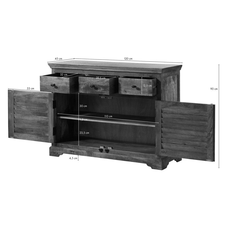 Rodez 120cm Solid Wood Sideboard