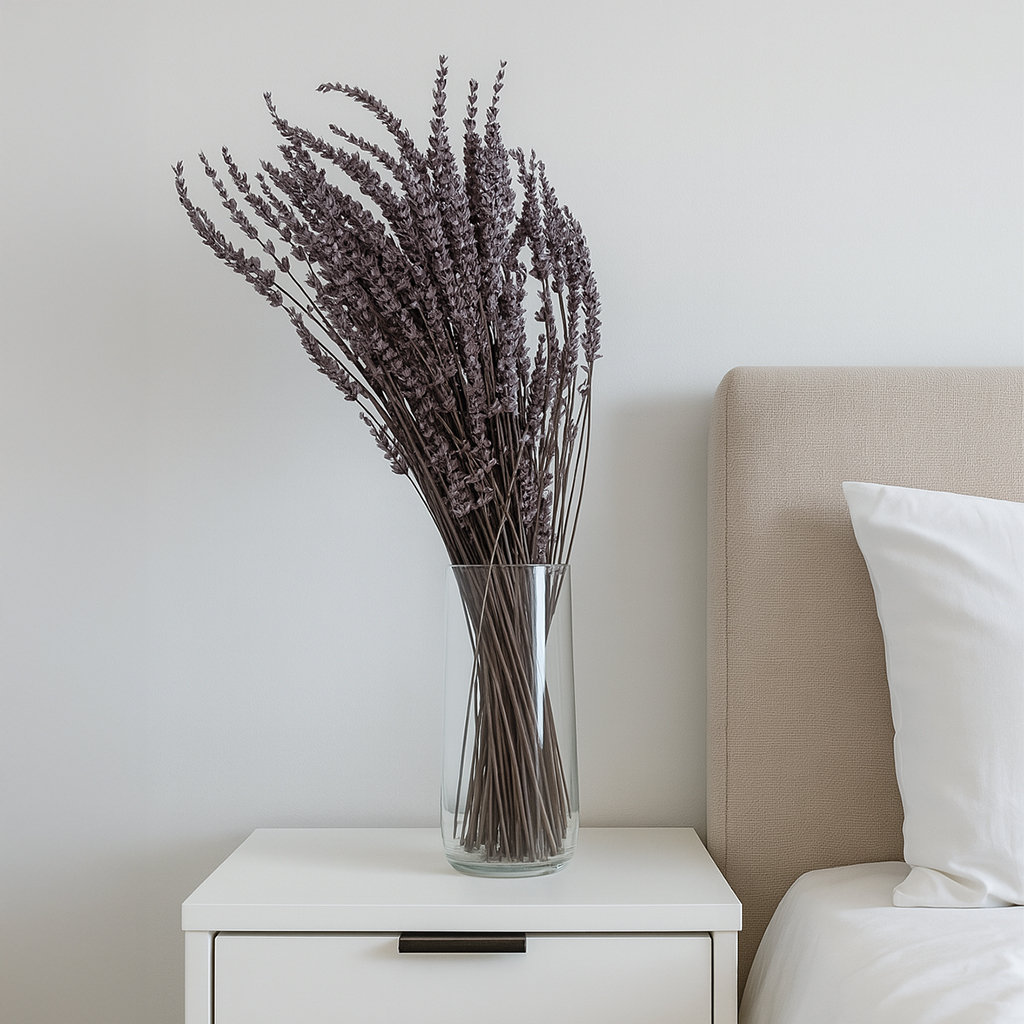 Modern Art Preserved Lavender Stems, Dark Purple